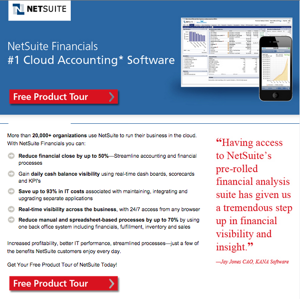 accounting software landing page example